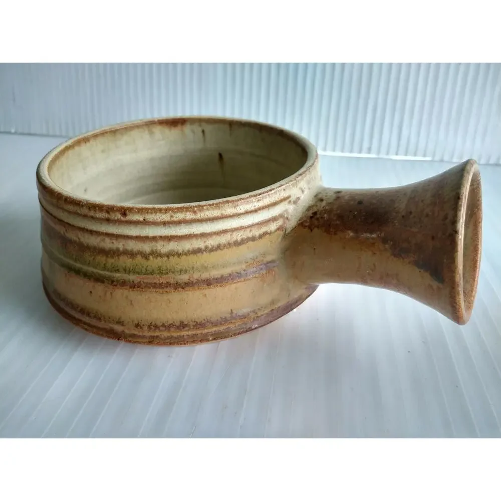Studio Pottery Stoneware Bowl With Single Handle - Signed Denny '61